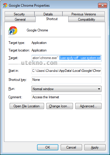 chrome-shortcut-use-spdy-off-use-system-ssl