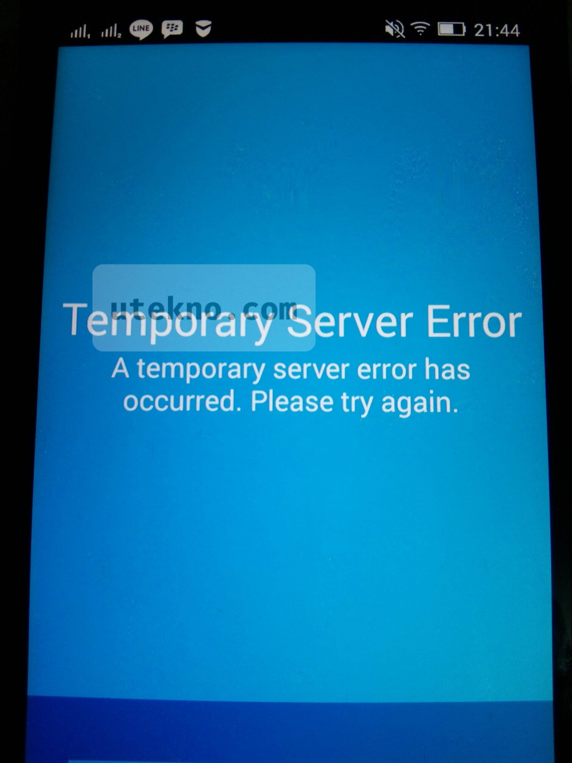 A temporary Error has occurred while logging in. Temp server