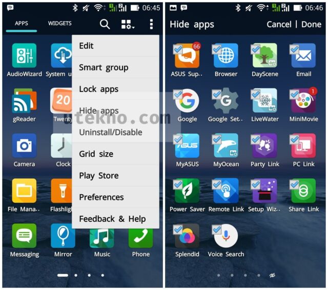 asus zenfone 5 hide apps