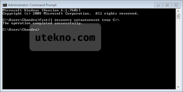 cmd fsutil set autoreset true c