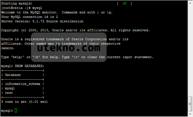 mysql server terminal