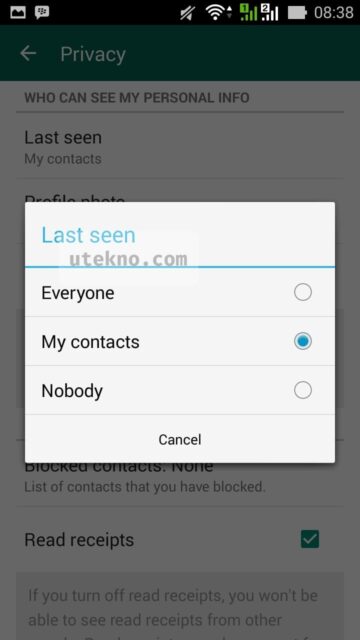 whatsapp last seen settings