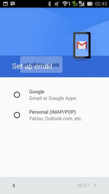 android gmail set up email