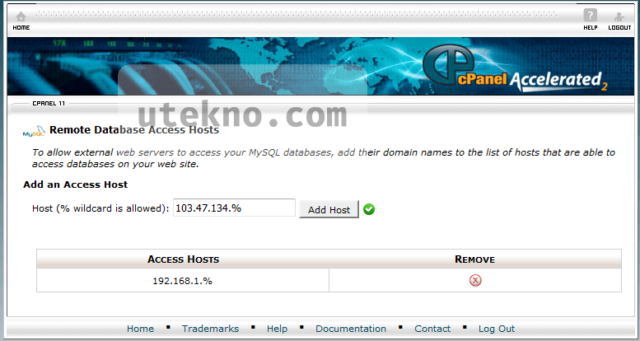 cpanel remote database access hosts