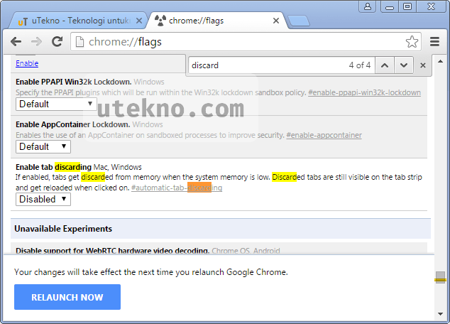 google chrome flags enable tab discarding