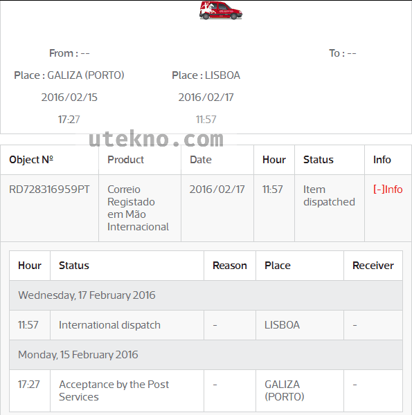 hasil cek resi portugal postal service