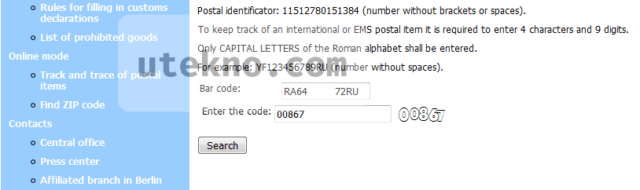 Russian Post -Track and trace postal item