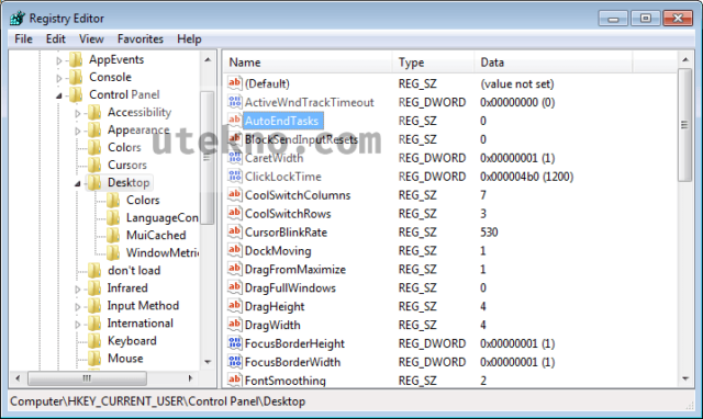 regedit-autoendtasks