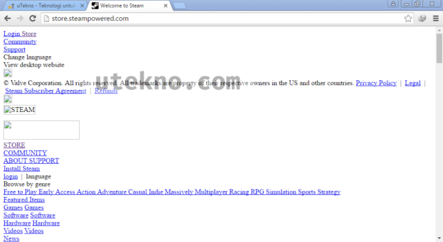 tampilan situs steam rusak