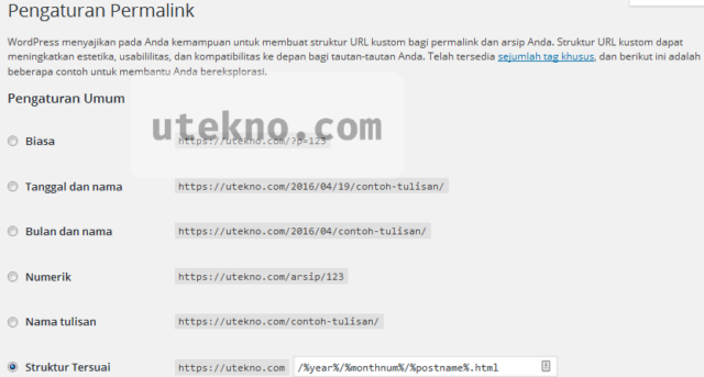 wordpress pengaturan permalink