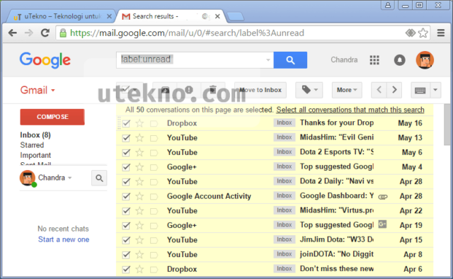 gmail label unread