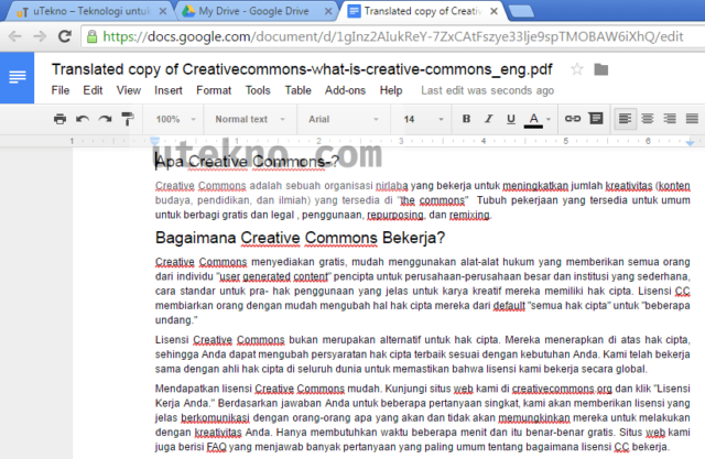 google docs translated to indonesia