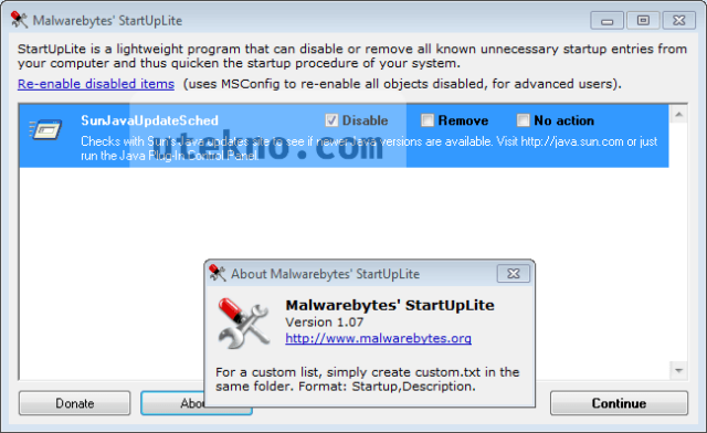 Malwarebytes StartUpLite