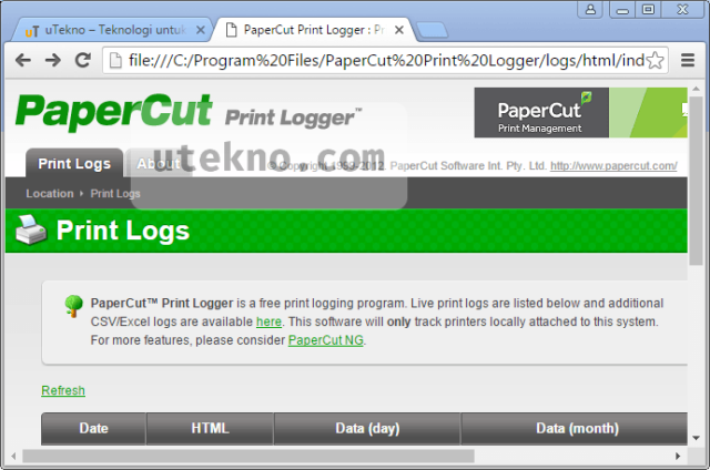 PaperCut Print Logger Print Logs