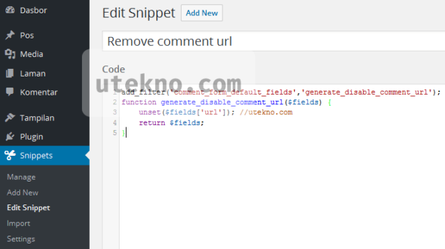 wordpress plugin code snippets