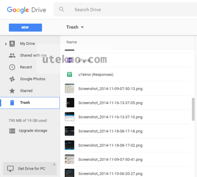 google drive trash