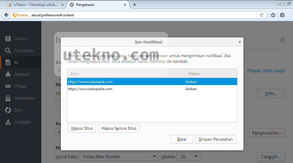  Cara  mematikan notifikasi di Mozilla  Firefox utekno