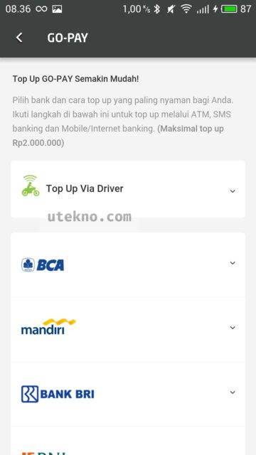 gojek metode topup gopay