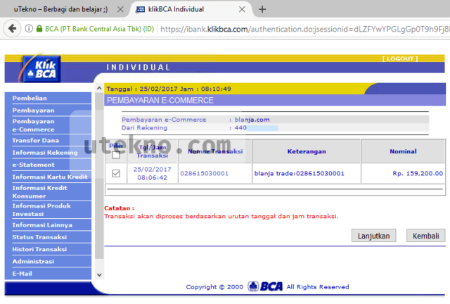 klikbca pembayaran blanja com 2