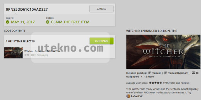 gog redeem the witcher enhanced edition