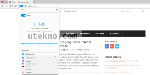 opera vpn aktif