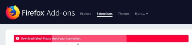 firefox addon download failed please check your connection