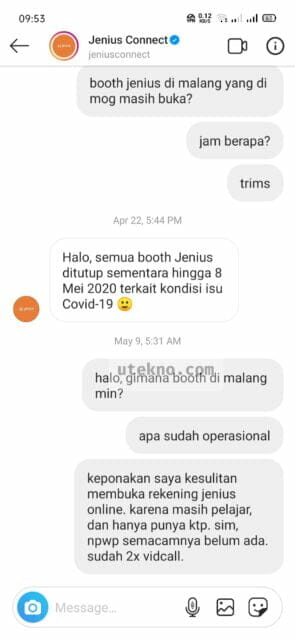 chat cs jenius instagram 22 april 2020