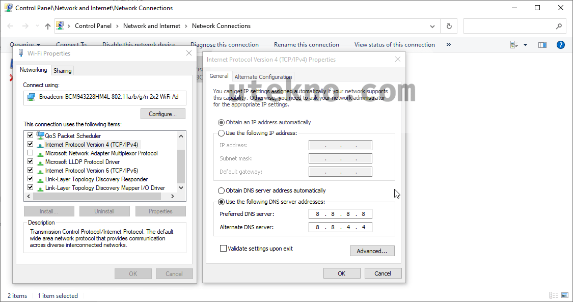 cara setting dns windows 10