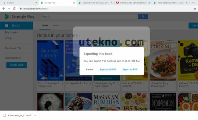 google play books export as epub pdf