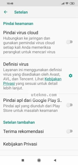 xiaomi setting pindai keamanan