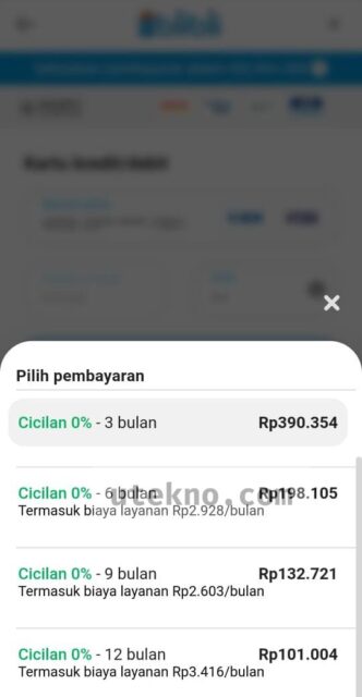 blibli pilih pembayaran cicilan kartu kredit