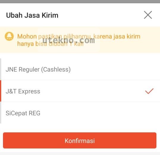 shopee ubah jasa kirim