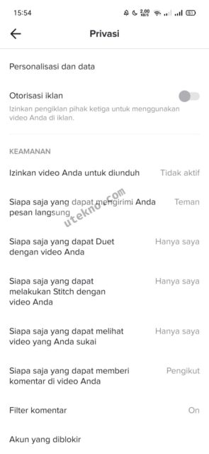 tiktok pengaturan keamanan privasi