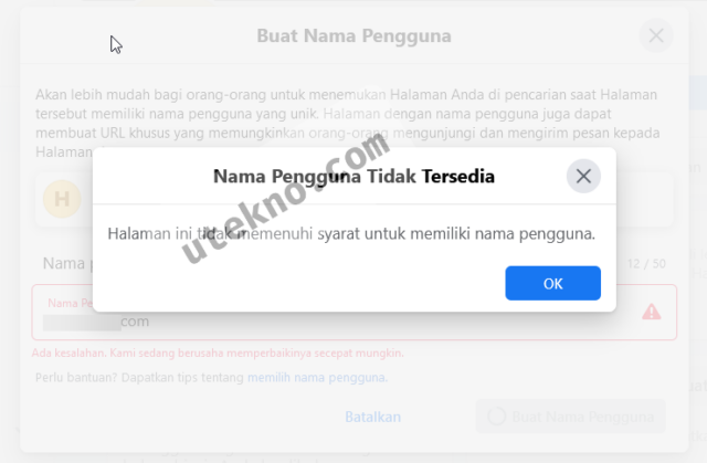 facebook syarat nama pengguna halaman