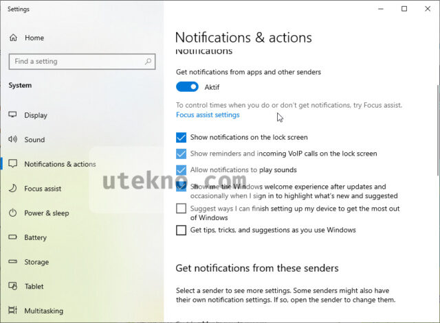 windows 10 notifications actions