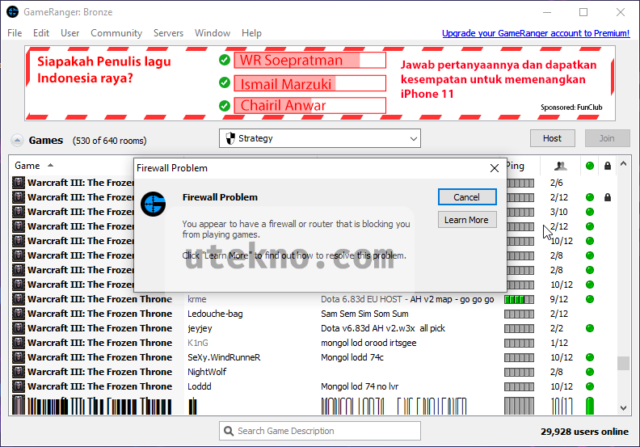 gameranger firewall problem