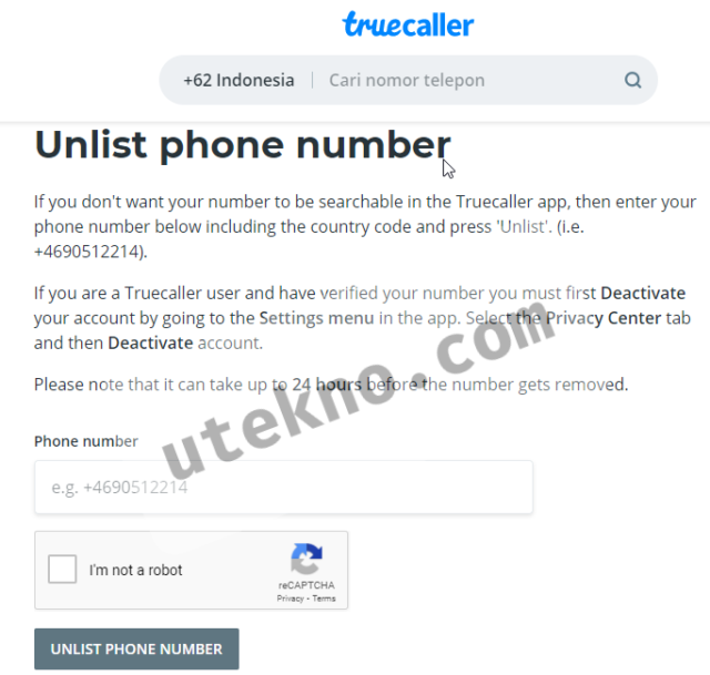 truecaller unlist