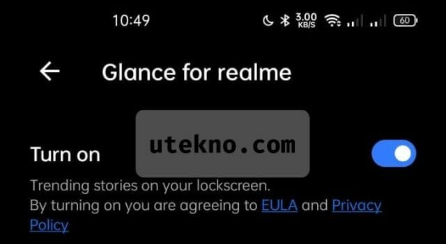 glance settings realme